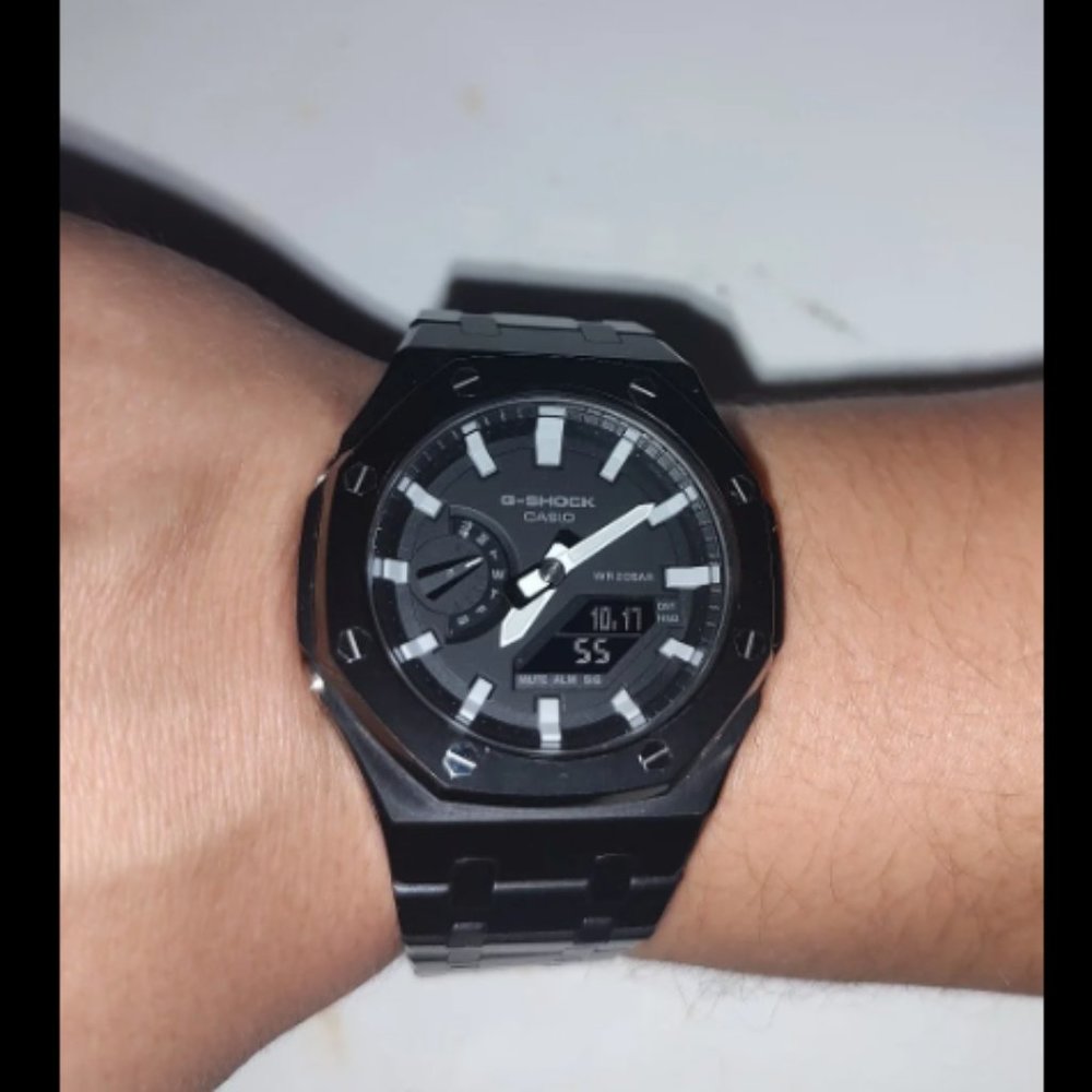 Casio G-Shock GA2100 Mod Men's Steel Watch with Original Poly Band